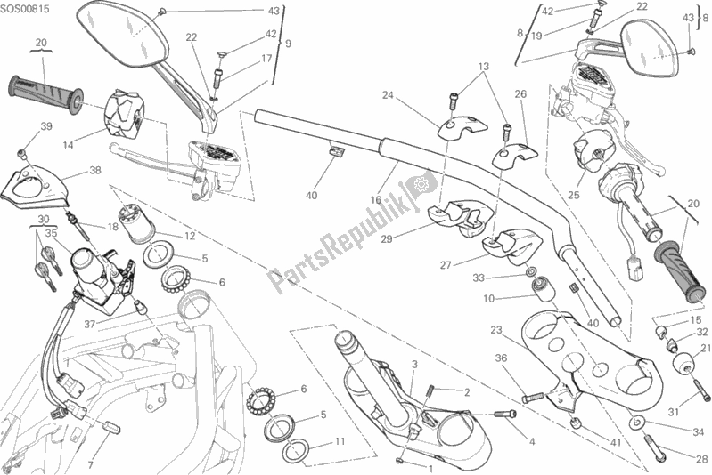 Alle onderdelen voor de Stuur van de Ducati Diavel Xdiavel S USA 1260 2017
